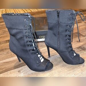 Olivia Black Lace-Up Stiletto Boots